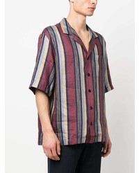 Chemise à manches courtes à rayures verticales rouge PT TORINO