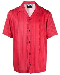 Chemise à manches courtes à rayures verticales rouge VERSACE JEANS COUTURE