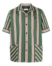 Chemise à manches courtes à rayures verticales vert foncé Fred Perry