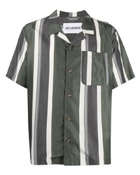 Chemise à manches courtes à rayures verticales vert foncé Han Kjobenhavn