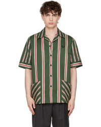 Chemise à manches courtes à rayures verticales vert foncé Nicholas Daley