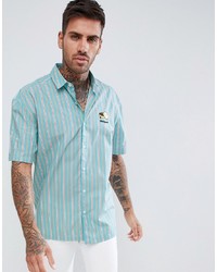 Chemise à manches courtes à rayures verticales vert menthe ASOS DESIGN