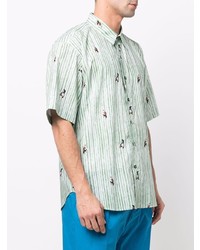 Chemise à manches courtes à rayures verticales vert menthe Etro