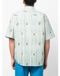 Chemise à manches courtes à rayures verticales vert menthe Etro