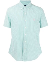 Chemise à manches courtes à rayures verticales vert menthe Polo Ralph Lauren