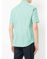 Chemise à manches courtes à rayures verticales vert menthe Cerruti 1881