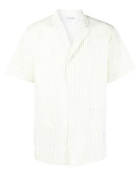 Chemise à manches courtes à rayures verticales vert menthe Thom Browne