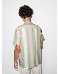 Chemise à manches courtes à rayures verticales vert menthe Wood Wood