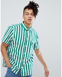 Chemise à manches courtes à rayures verticales vert menthe Weekday