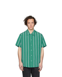 Chemise à manches courtes à rayures verticales verte Goodfight