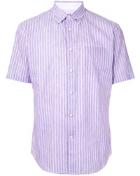 Chemise à manches courtes à rayures verticales violet clair D'urban