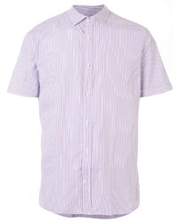 Chemise à manches courtes à rayures verticales violet clair Kent & Curwen