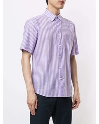 Chemise à manches courtes à rayures verticales violet clair D'urban
