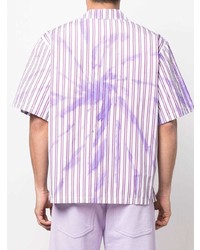 Chemise à manches courtes à rayures verticales violet clair MSGM
