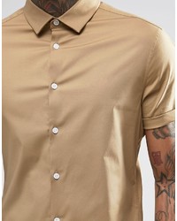 Chemise à manches courtes beige Asos