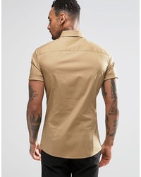 Chemise à manches courtes beige Asos