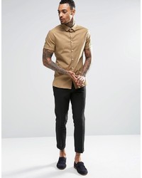 Chemise à manches courtes beige Asos