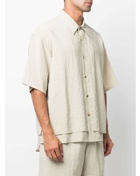 Chemise à manches courtes beige Le 17 Septembre