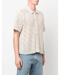 Chemise à manches courtes beige Stussy