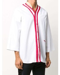 Chemise à manches courtes blanc et rouge Wales Bonner