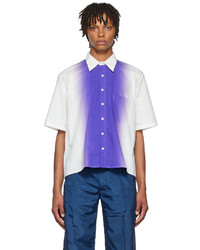 Chemise à manches courtes blanc et violet