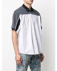 Chemise à manches courtes blanche et noire Koché