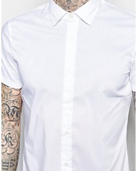 Chemise à manches courtes blanche Sisley