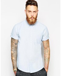 Chemise à manches courtes bleu clair Asos