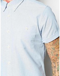 Chemise à manches courtes bleu clair Asos