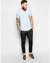 Chemise à manches courtes bleu clair Asos