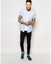 Chemise à manches courtes bleu clair Asos