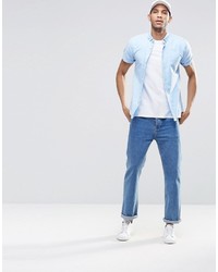 Chemise à manches courtes bleu clair Asos