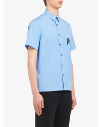 Chemise à manches courtes bleu clair Prada