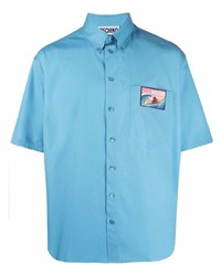Chemise à manches courtes bleu clair Moschino