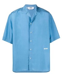Chemise à manches courtes bleu clair MSGM
