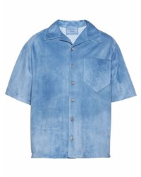 Chemise à manches courtes bleu clair Prada
