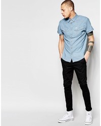 Chemise à manches courtes bleu clair Wrangler