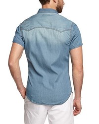 Chemise à manches courtes bleu clair Solid