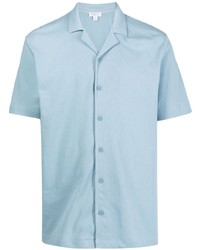 Chemise à manches courtes bleu clair Sunspel