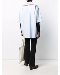 Chemise à manches courtes bleu clair Raf Simons