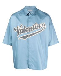 Chemise à manches courtes bleu clair Valentino