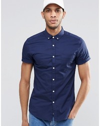 Chemise à manches courtes bleu marine Asos