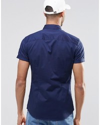 Chemise à manches courtes bleu marine Asos