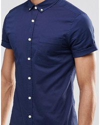 Chemise à manches courtes bleu marine Asos