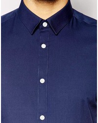 Chemise à manches courtes bleu marine Asos