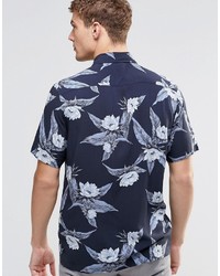 Chemise à manches courtes bleu marine Asos