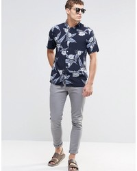 Chemise à manches courtes bleu marine Asos