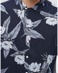 Chemise à manches courtes bleu marine Asos