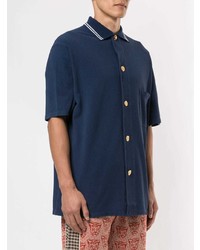 Chemise à manches courtes bleu marine Gucci