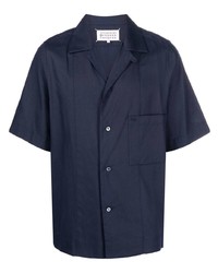 Chemise à manches courtes bleu marine Maison Margiela